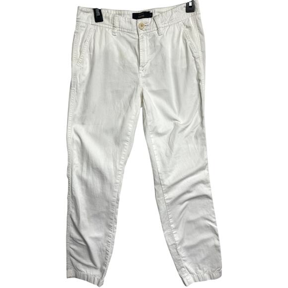 J Crew Chino Pants Women Size 0 White 100% Cotton Mid Rise Minimalist STAINS - Picture 1 of 6